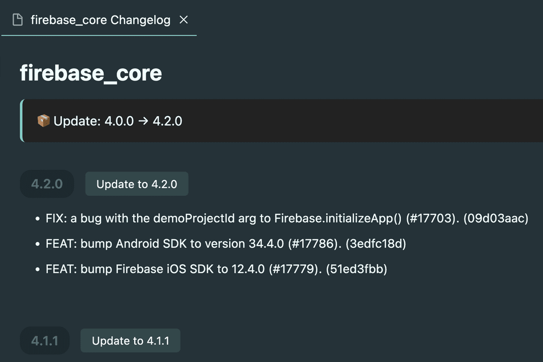 View changelog
